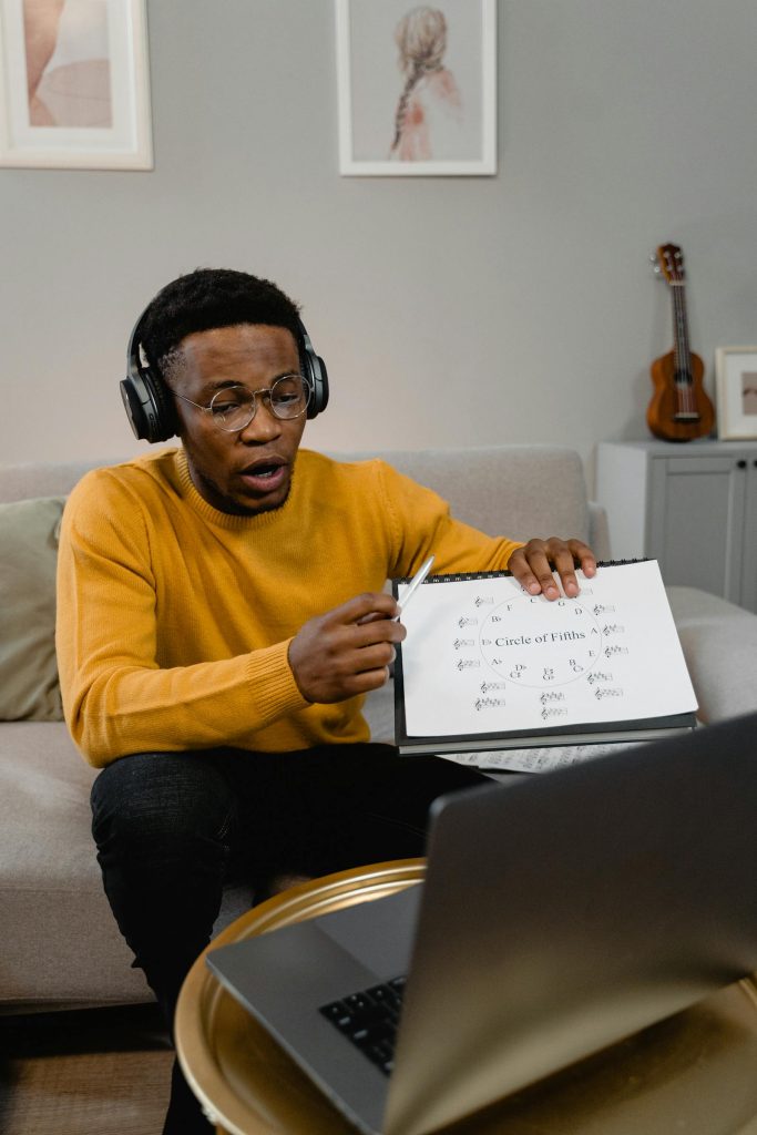 A tutor on a video lesson